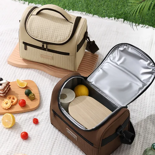 Imagen 2 del producto Nuevas bolsas de almuerzo más frescas, bolsa aislante portátil para Picnic al aire libre, oficina y escuela con correa para el hombro