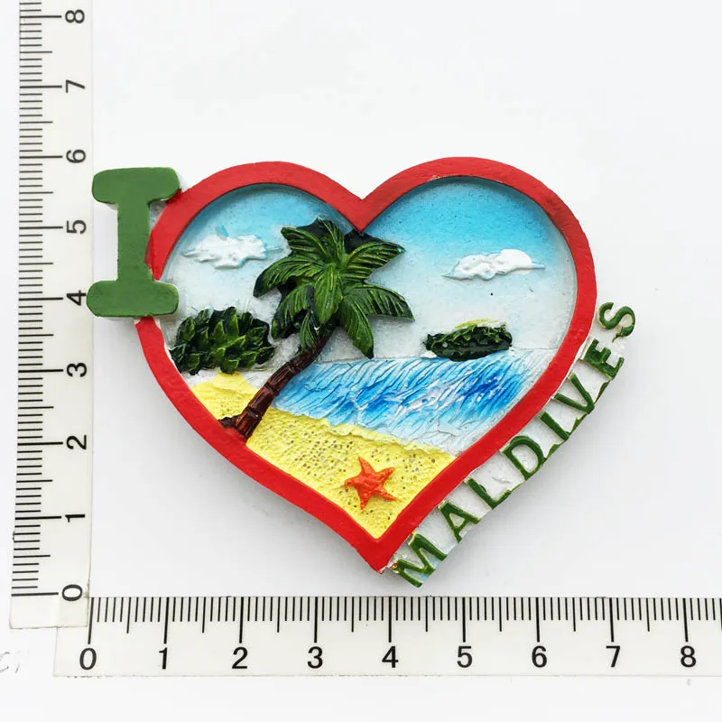 

Maldives Love Sea View Fridge Magnet Cultural Landscape Resin Decoration Tourism Souvenir Message Sticker Crafts