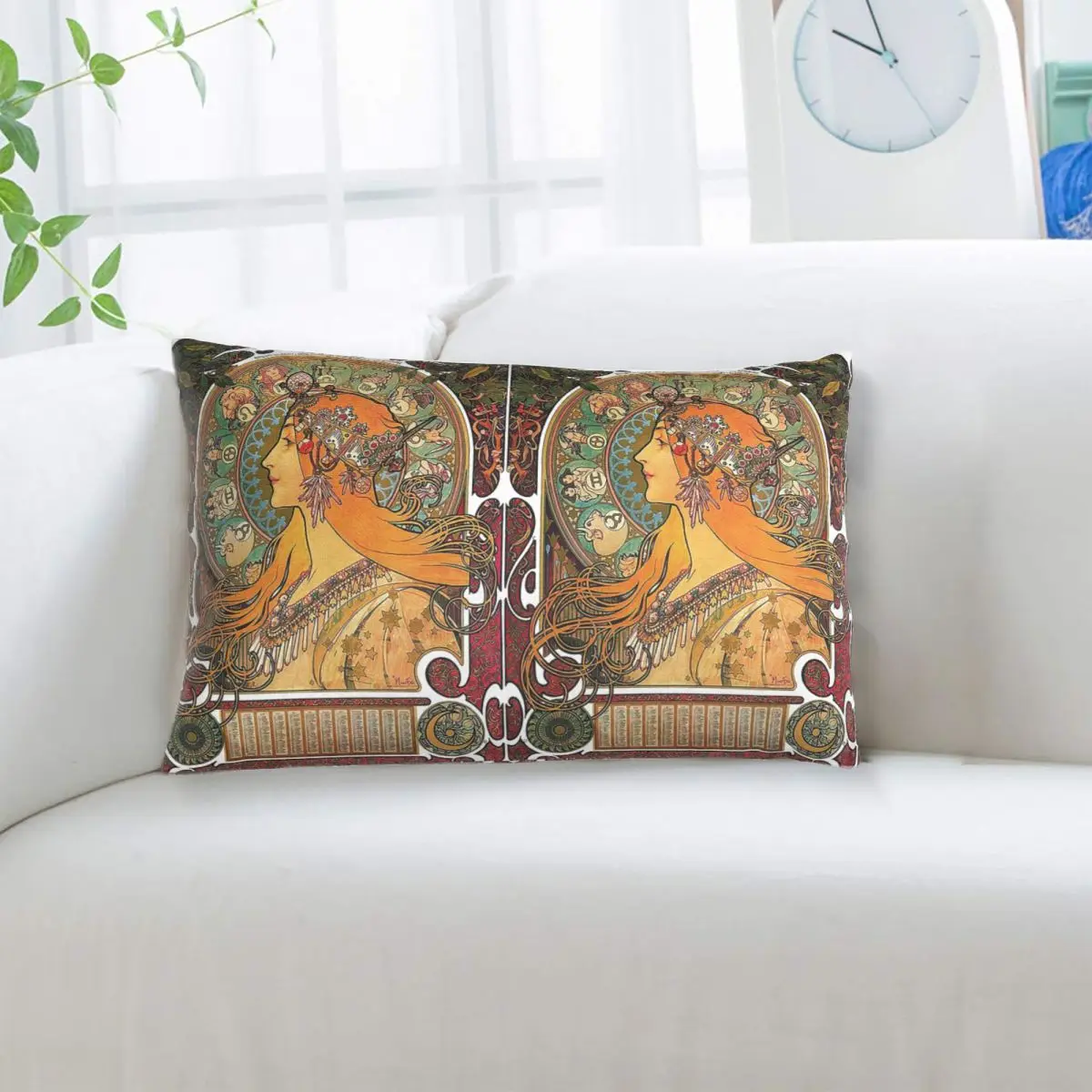 By Alphonse Mucha (1896) ORIGINAL COLORS Rectangle Pillowcase Cushion Cover Decorative Bedroom Bed Home Comfort Throw Pillow
