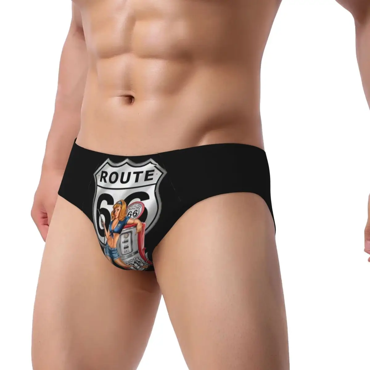 Custom Route 66 Gas Station Pin Up Men's Briefs Panties Men Breathable Fill Her Up Underwear Underpants - view 2