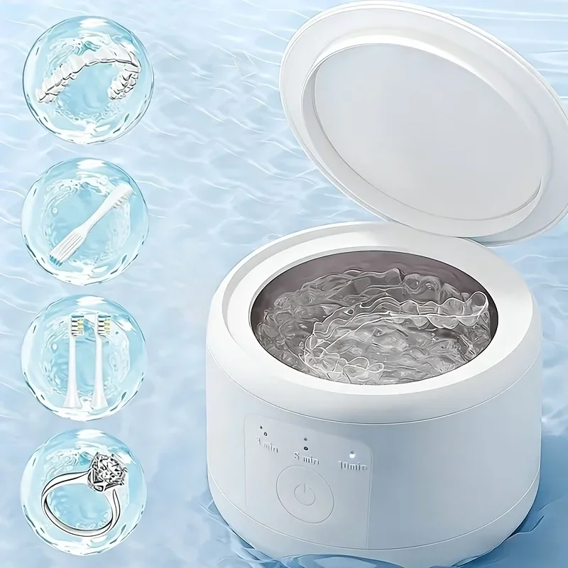 

Устройство для чистки зубных протезов и брекетов, три режима очистки, подходит для ювелирных изделий, питание от USB.