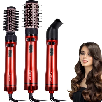 Hatteker EU 3-Head Hot Air Brush Hair Dryer Strong Wind Electric Straightener Curler…