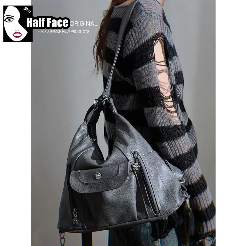 

Y2K Girl Harajuku Women Gothic Handbags High Street Punk Casual Two Shoulder Lolita Large capacity Backpack Crossbody Bags Tote