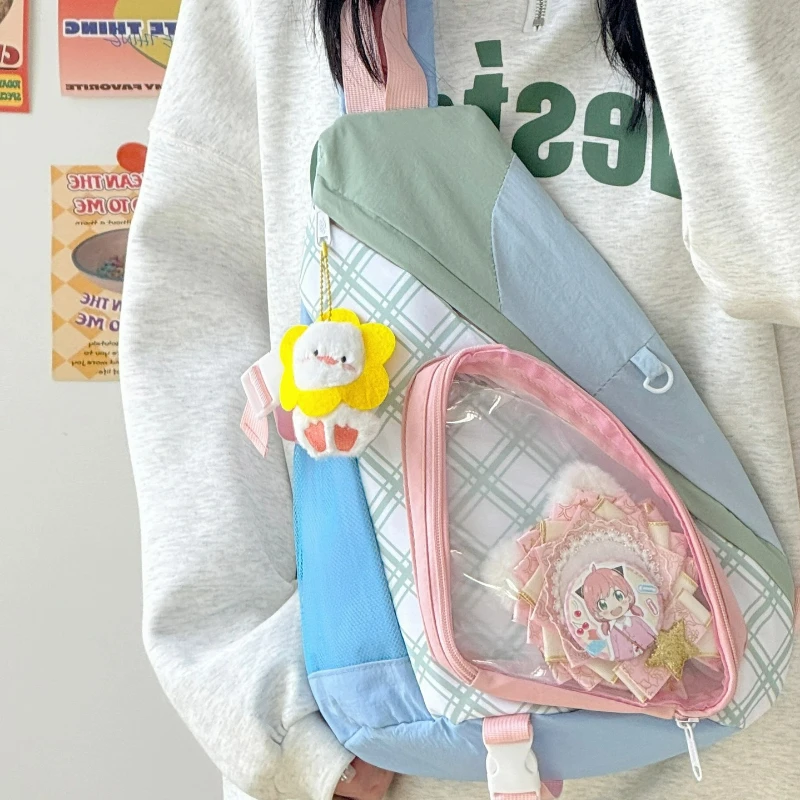 

Japanese Y2K Transparent Ulzzang Ita Bag Korean Version Cute Soft Girl Diagonally Cross-border Girl High-value Chest Bag