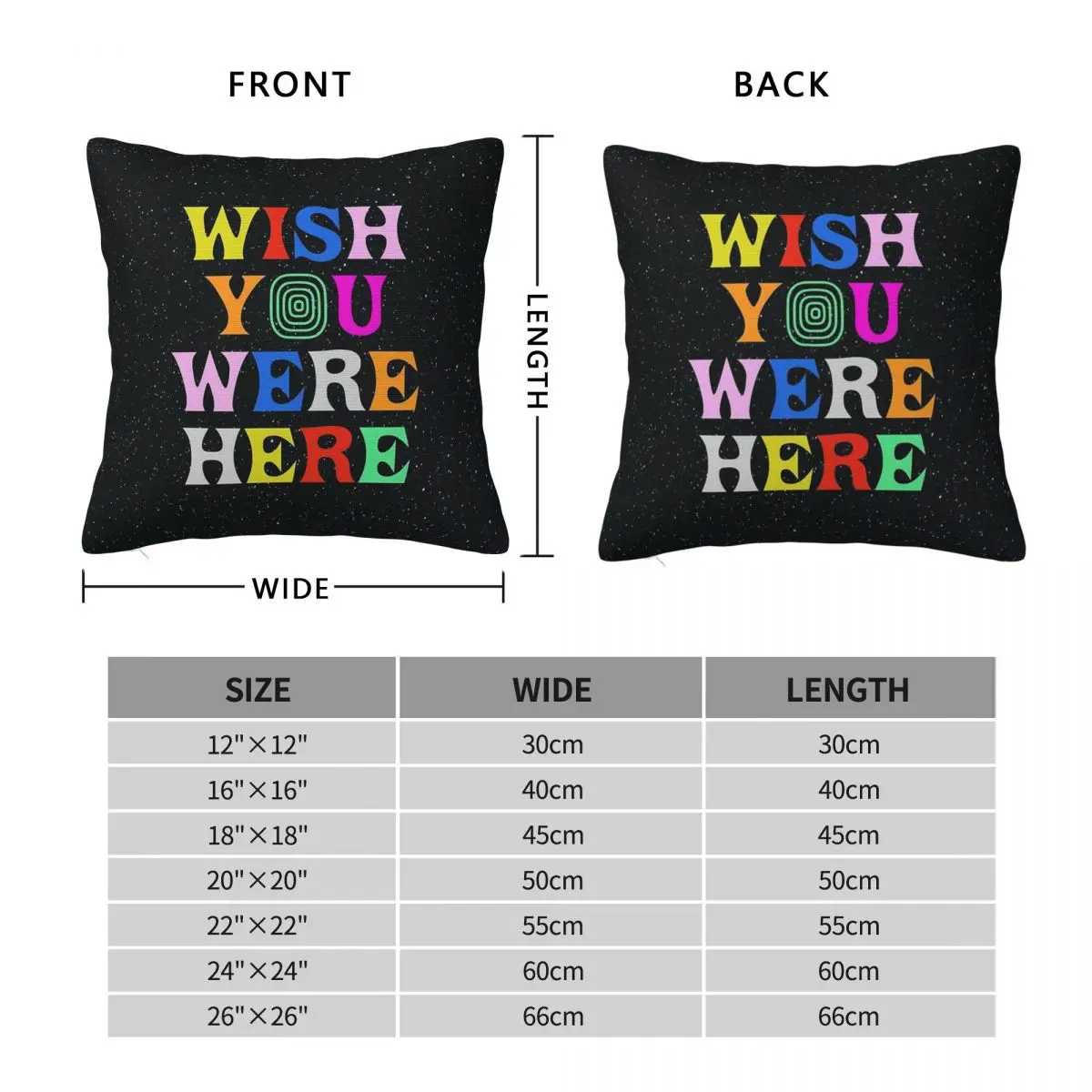 Wish You Were Here Square Pillowcase Polyester Linen Velvet Creative Zip Decor Home Cushion Cover