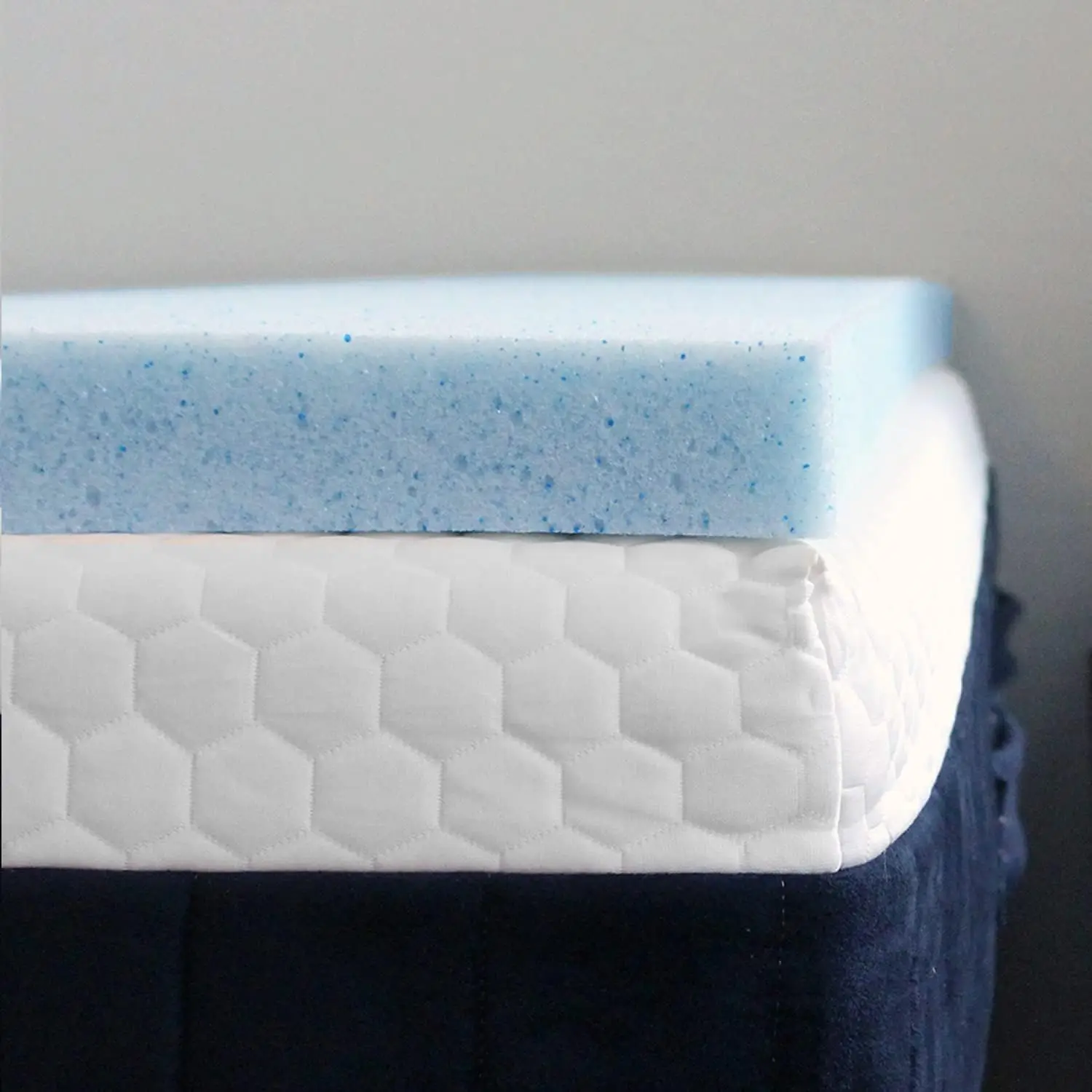 

2 Inch Rv Gel Memory Foam Mattress Topper, Bunk (30X80), Blue