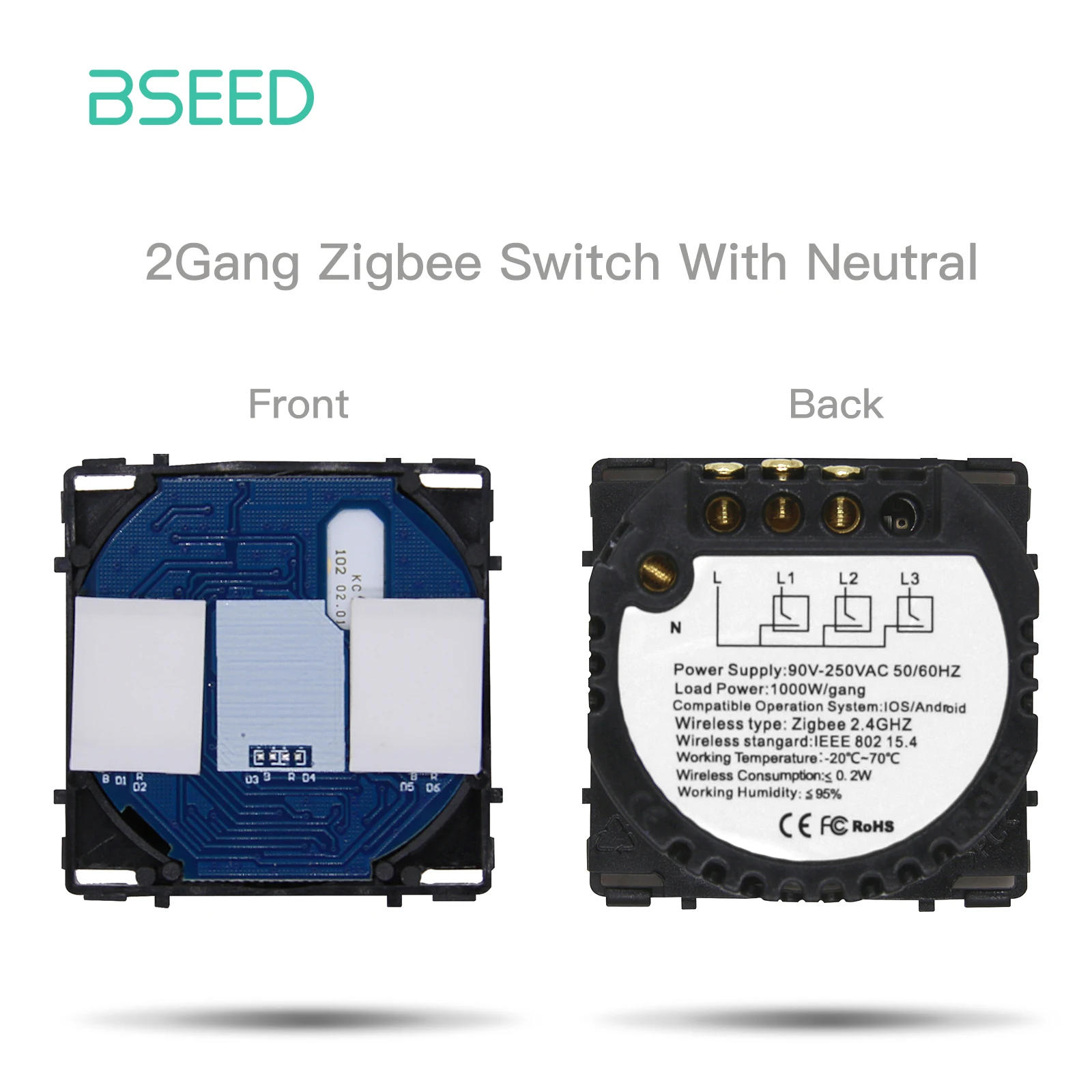 Bseed EU Standard Zigbee Lichtschalter Teile 1/2/3Gang Dimmer Vorhang Modul DIY Teil Tuya Smart Life Control Neutral Erforderlich