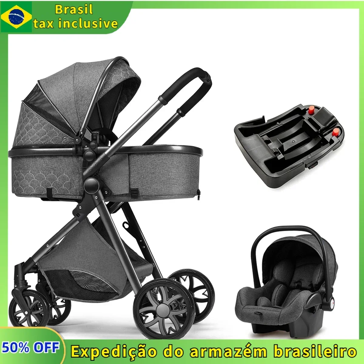 3In1 baby stroller with car seat with isofix base High View foldable baby carriage V9  model carry on trolley car