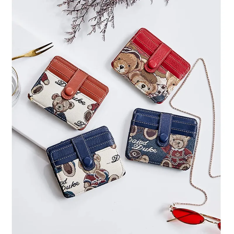 

Lovely Bear Portable Card Holder Subway Badge Student ID Cards Case Office School Supplies Female Women's Purse