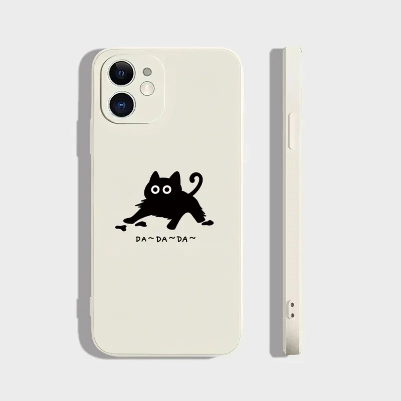Funny Cute Cat Soft Phone Case For iPhone 15 16 14 13 12 11 Pro Max 13Mini 7 8 14Plus SE Matte Cartoon Couple Cover Shell Fundas
