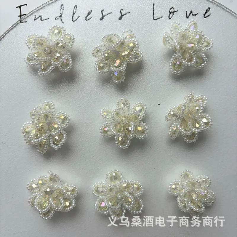 Sweet Ins Style Beaded Crystal Flower Shoe Clips for Clogs DIY Flower Embellishment Handmade Buckle Accessory Premium