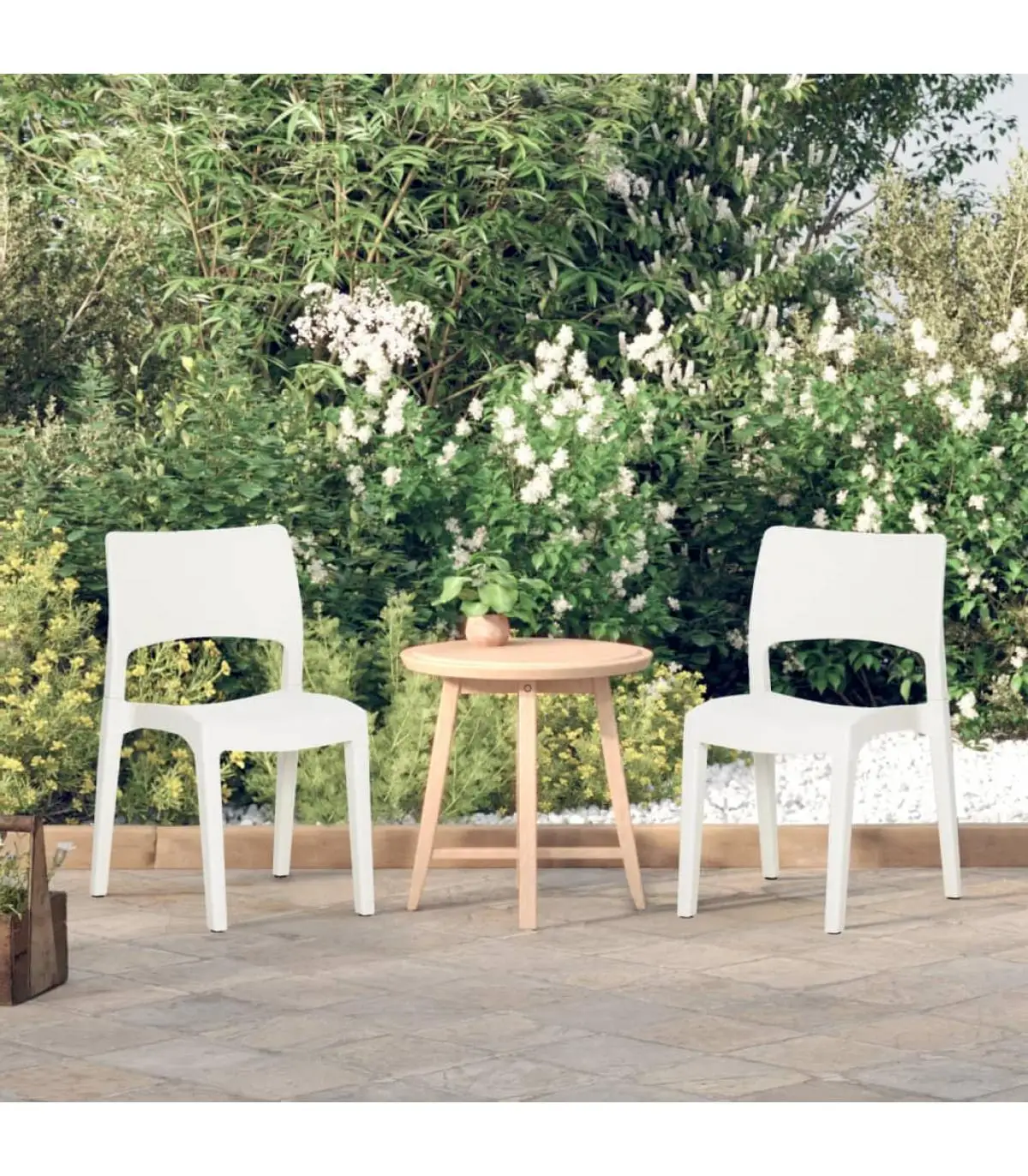 Garden chairs garden chairs 2 units white polypropylene