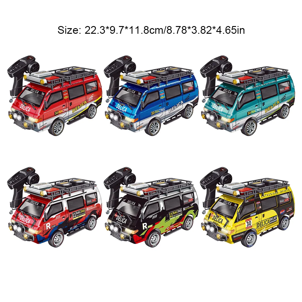 Delica 1/24 coche todoterreno mecánico RC con Control remoto 2WD/4WD vehículo todoterreno con faros controlables y cambios para juguetes para niños