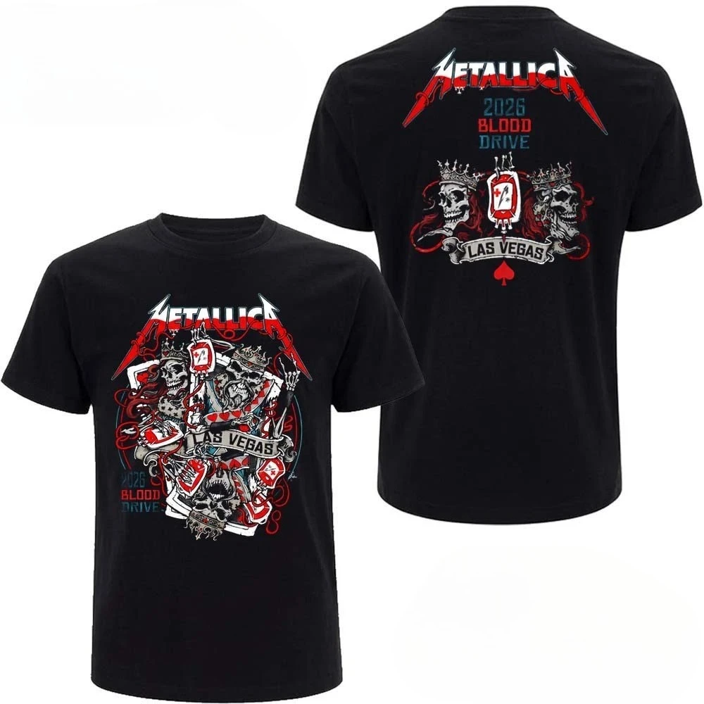 Metallica 2026 Las Vegas Sphere Tour Tshirt Life Burns Faster Octopus Devil Poker Casino Double Sided Print Unisex Rock Heavy