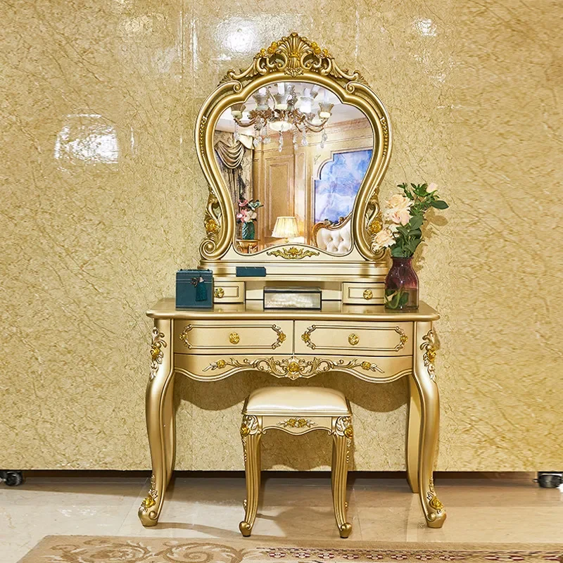 

Natural Hidden Vanity Table Dest European Glossy Saving Glass Dressing Table Mirror Corner Makeup Tafel Furnitures For Bedroom