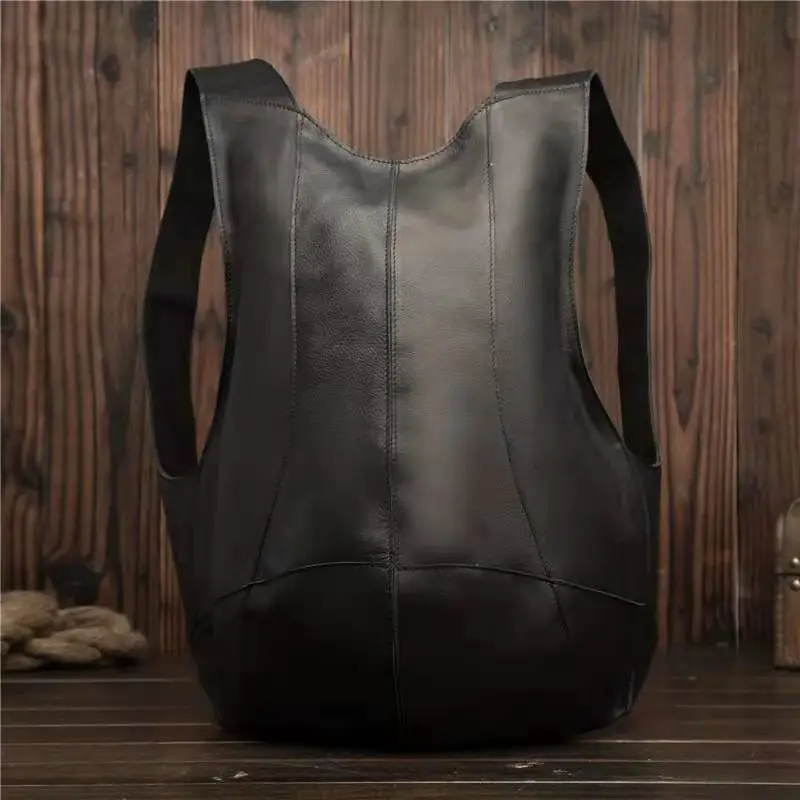 Vintage Crazy Horse Texture PU Backpack Solid Simple Large Capacity Soft Leather Feel Rucksack Casual Daily Outing