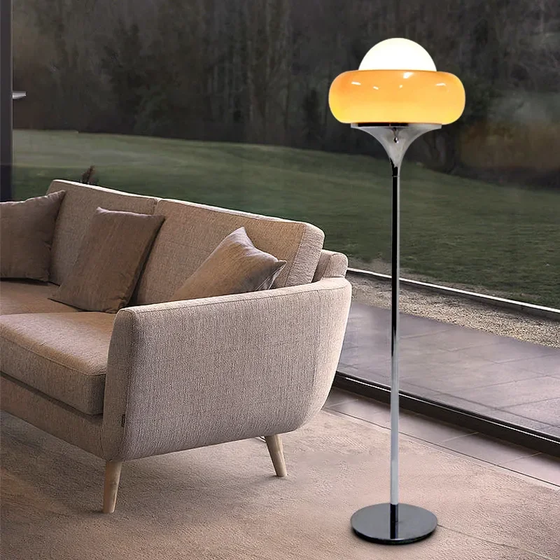 Imagem -02 - Vintage Glass Shade Corner Floor Lamp Home Decor Iluminação Led Quarto Stand Light ao Lado da Lâmpada Sala de Estar Laranja