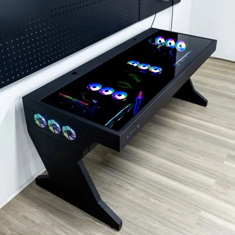 

E-Sports Computer Desk with Dual Host Chassis, Large Water-Cooled Gaming