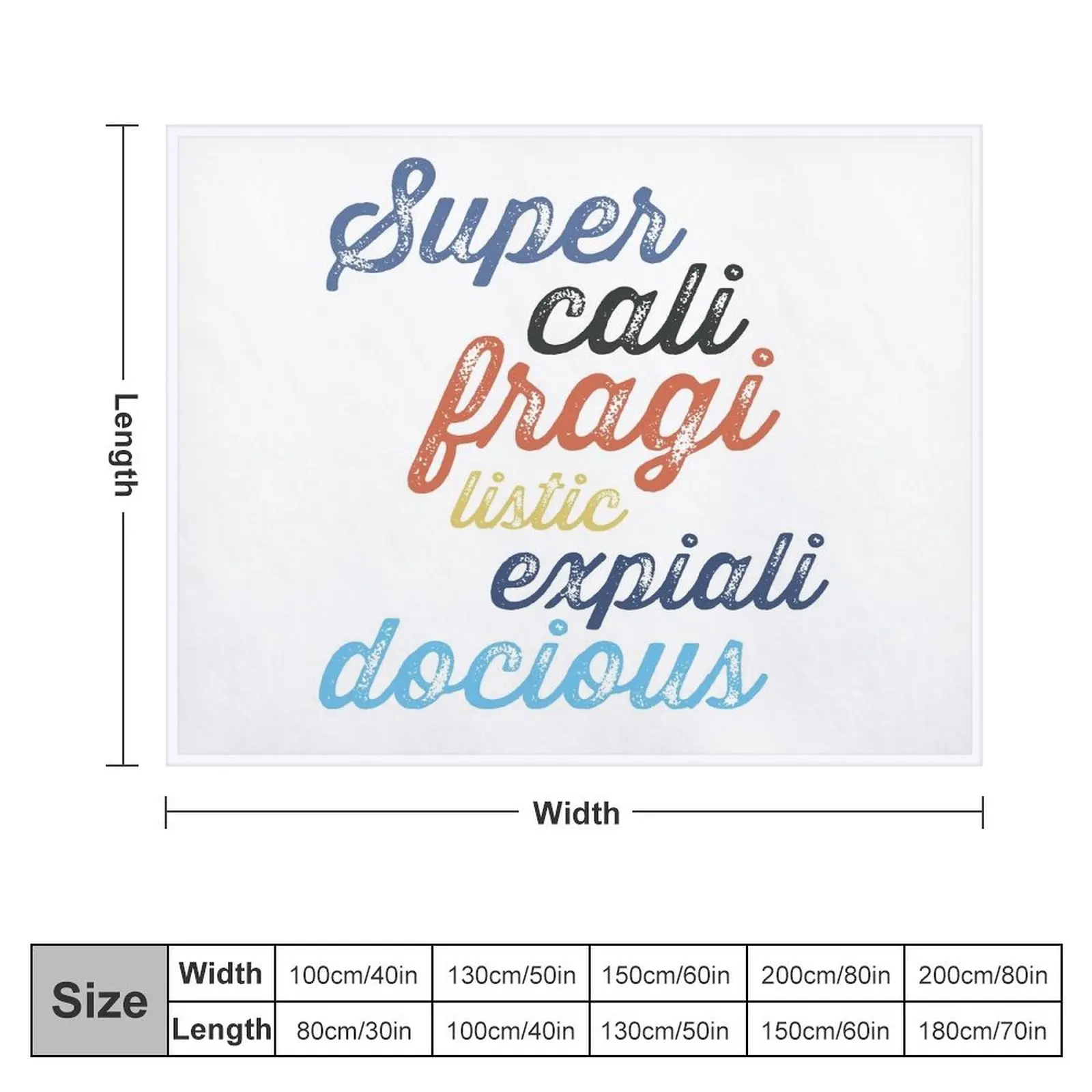 Supercalifragilisticexpialidocious, Mary Poppins, Typography Throw Blanket Luxury St Beach cosplay anime Blankets