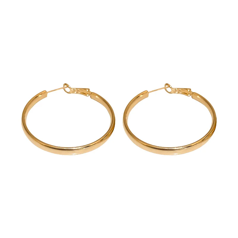 Versatile Gold Color Hoop Earrings Female Daily Party Jewelry Matel Style Simple Design Accessories for Women Wholesale