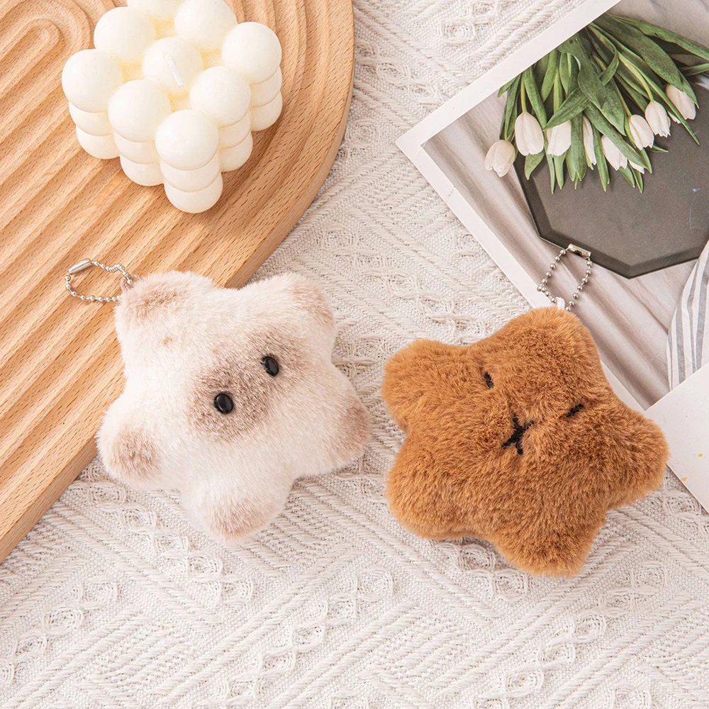 Cute Squeaky Plush Capybara Keychain Plush Stuffed Soft Siamese Cat Keyring Toys Key Chains Holder for Backpack Hang Accessories