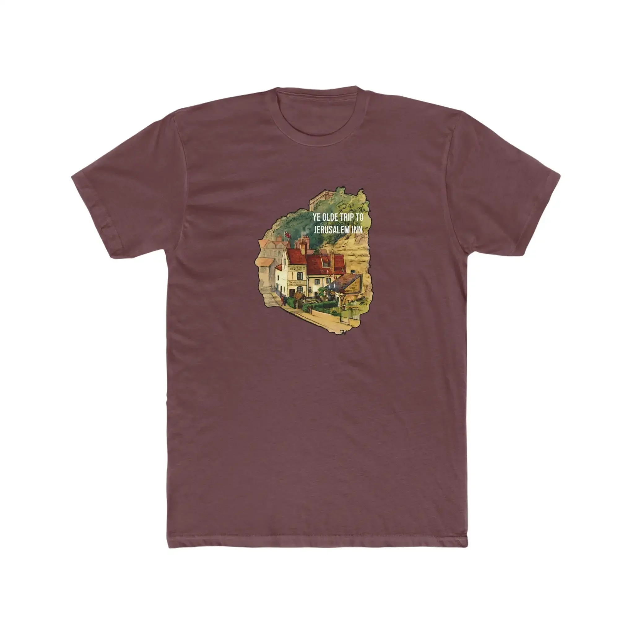 

Ye Olde Trip to Jerusalem U K Britain Oldest Pub Bar Men s Cotton Crew T Shirt Nottingham
