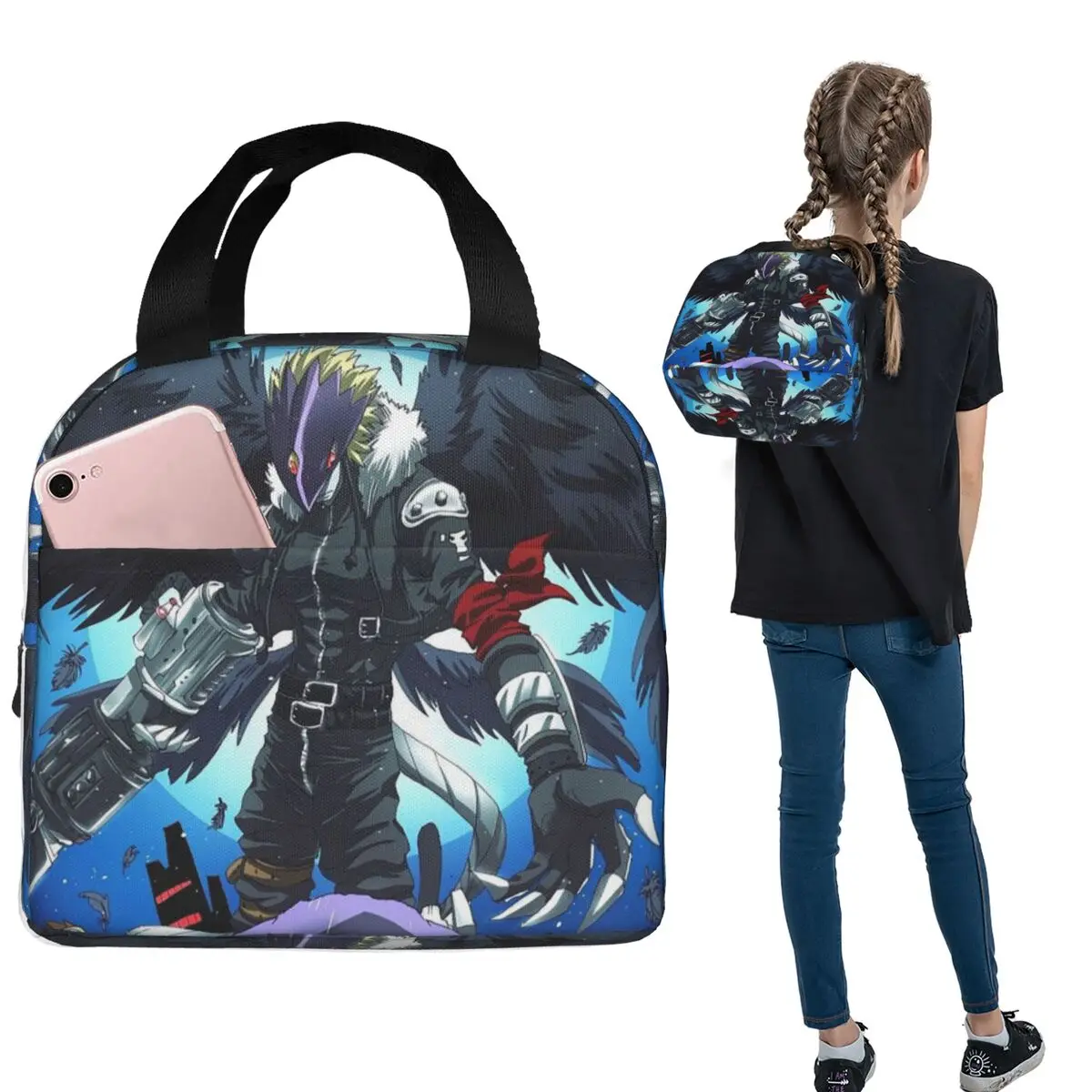 

Сумки для обеда Beelzemon Chibi, изолированная коробка для бенто, водонепроницаемая сумка для обеда, герметичные сумки для пикника для женщин и детей, школы