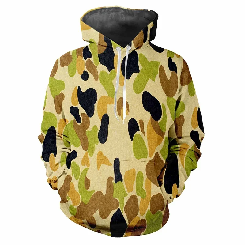 3D Printed Jungle Camouflage Hoodie Men Cat Pattern Sweatshirt Loose Casual Outdoor Sports Long Sleeves Street Kids Camo Hoodies