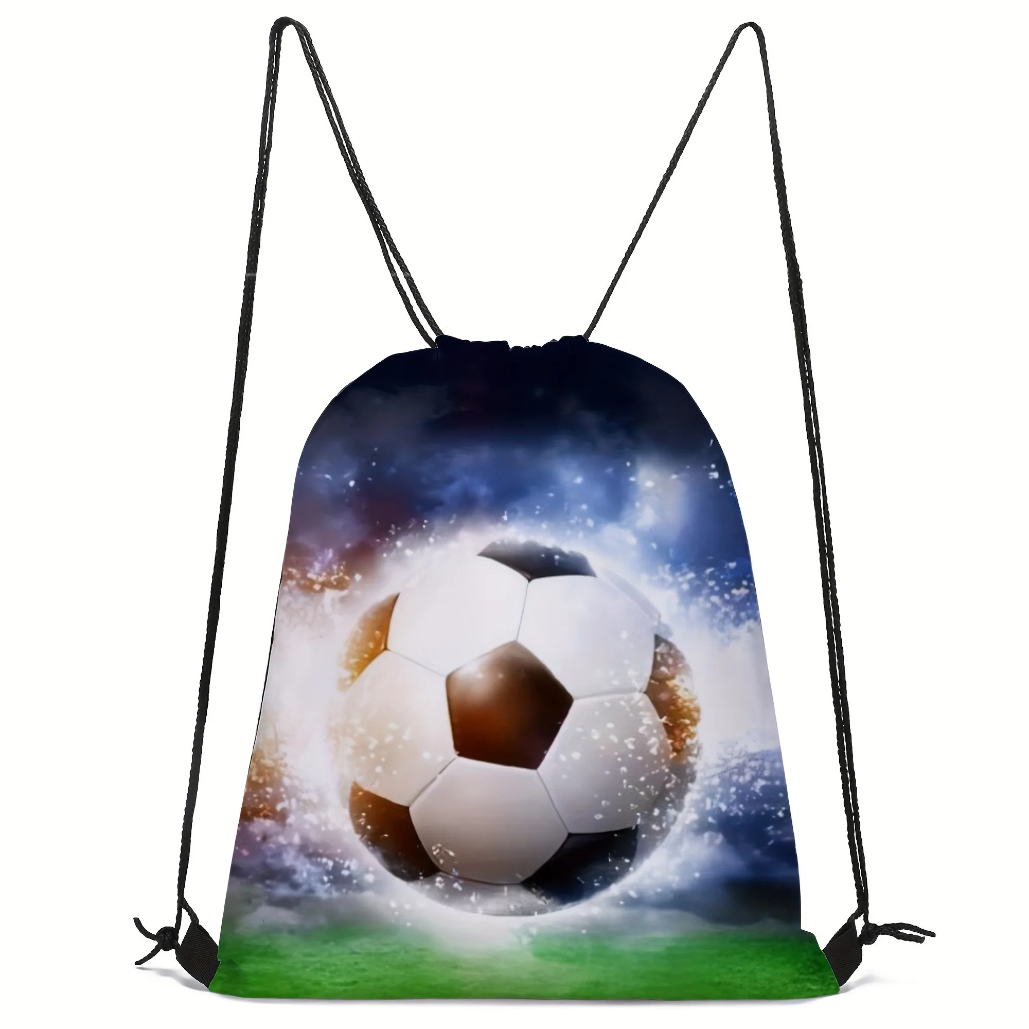 Casual Bundle Pocket Ball Print Colourful Drawstring Bag Polyester Fabric Backpack Men and Women Sport Gym Training Storage Bag
