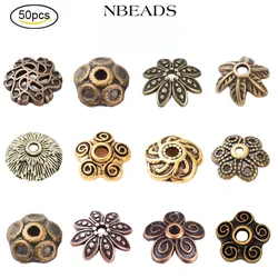 50PCS Tibetan Style Alloy Bead Caps Lead Free Nickel Free Cadmium Free Antique Bronze Color Jewelry Findings Spacer Beads