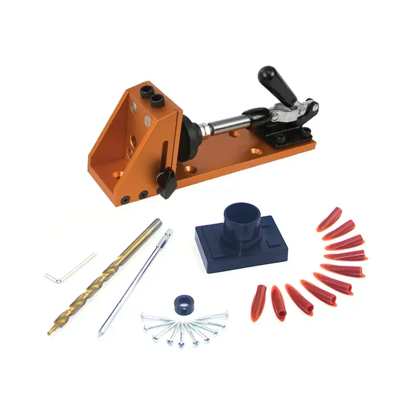 Metal Drill Bit Adapter Set Carpenter Kit System Inclined Pocket Hole Drill Bit Clamp Base Woodworking To