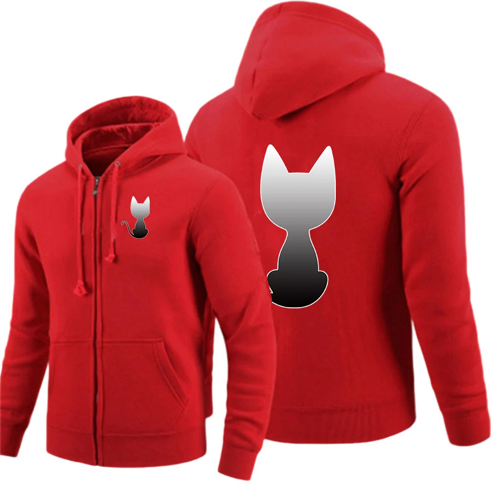 

Funny cat silhouette Logo Print Creative Graphic Best Seller Jacket 2026 Spring And Autumn Men's Simple Style Coat Hoodies