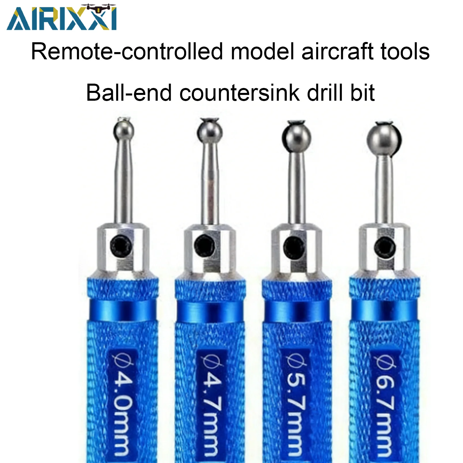Airixxi Ball‑End Countersink Drill Bit Stainless Steel Ball Head Reamer RC Model Aircraft Hole Expander Tool 4.0/4.7/5.7/6.7mm