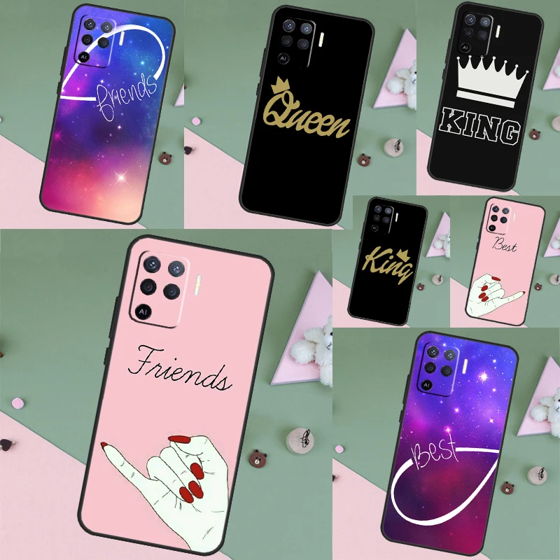 BFF Best Friend Forever King Queen Case For OPPO A57S A5 A9 A53 A15 A17 A57 A77 A16 A76 A96 A52 A72 A58 A78 A98 A54 A74 A94