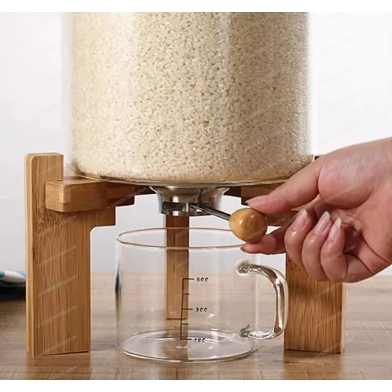 

Kitchen Storage 7.5L Rice Dispenser Grain Container Flour Cereal Storage Dry Food Glass Bottle With Valve