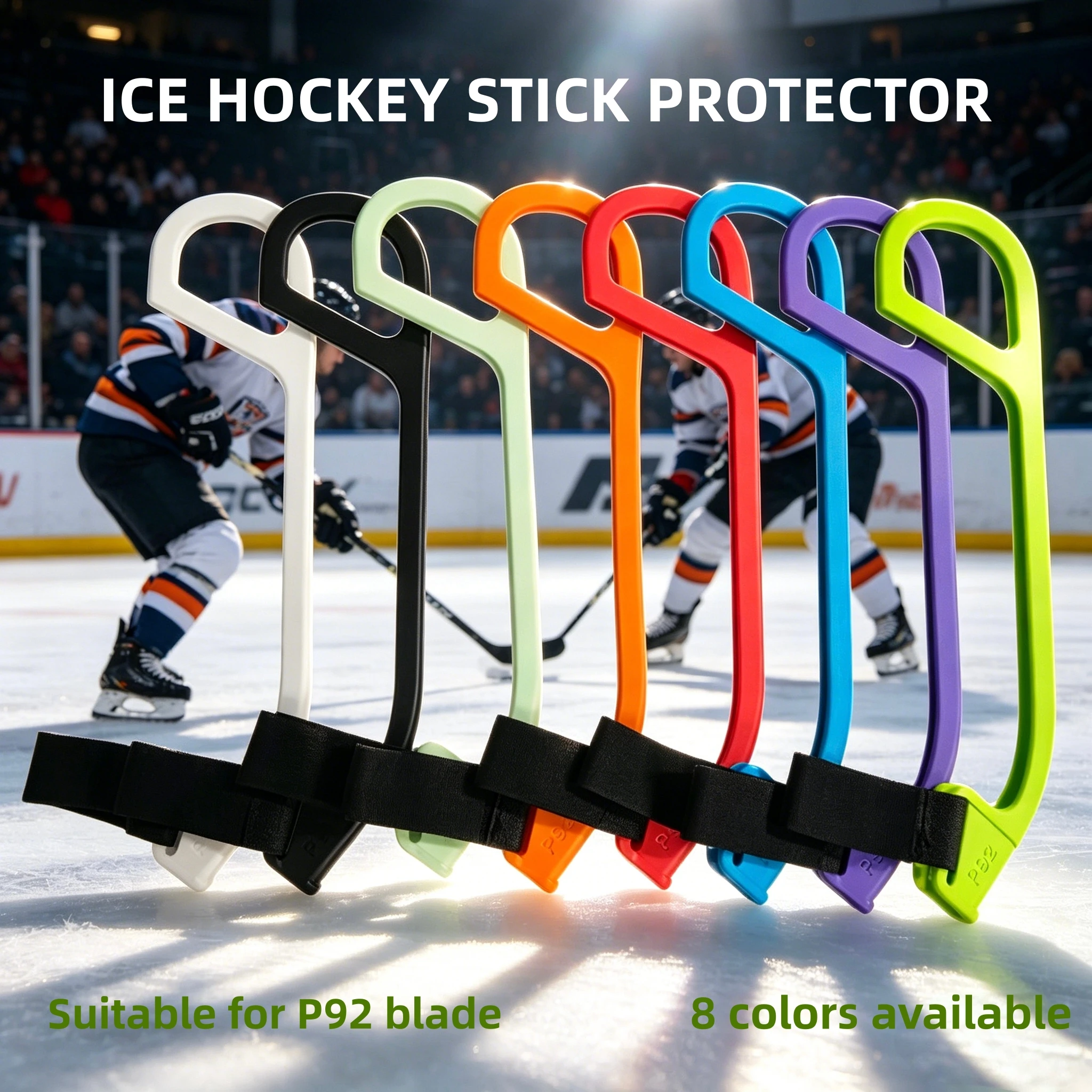 

P28/P92 Carbon Fiber Ice Hockey Stick Blade Protector, Black PE Material Wear-Resistant Cover with Velcro, 1PC Hockey Accessory