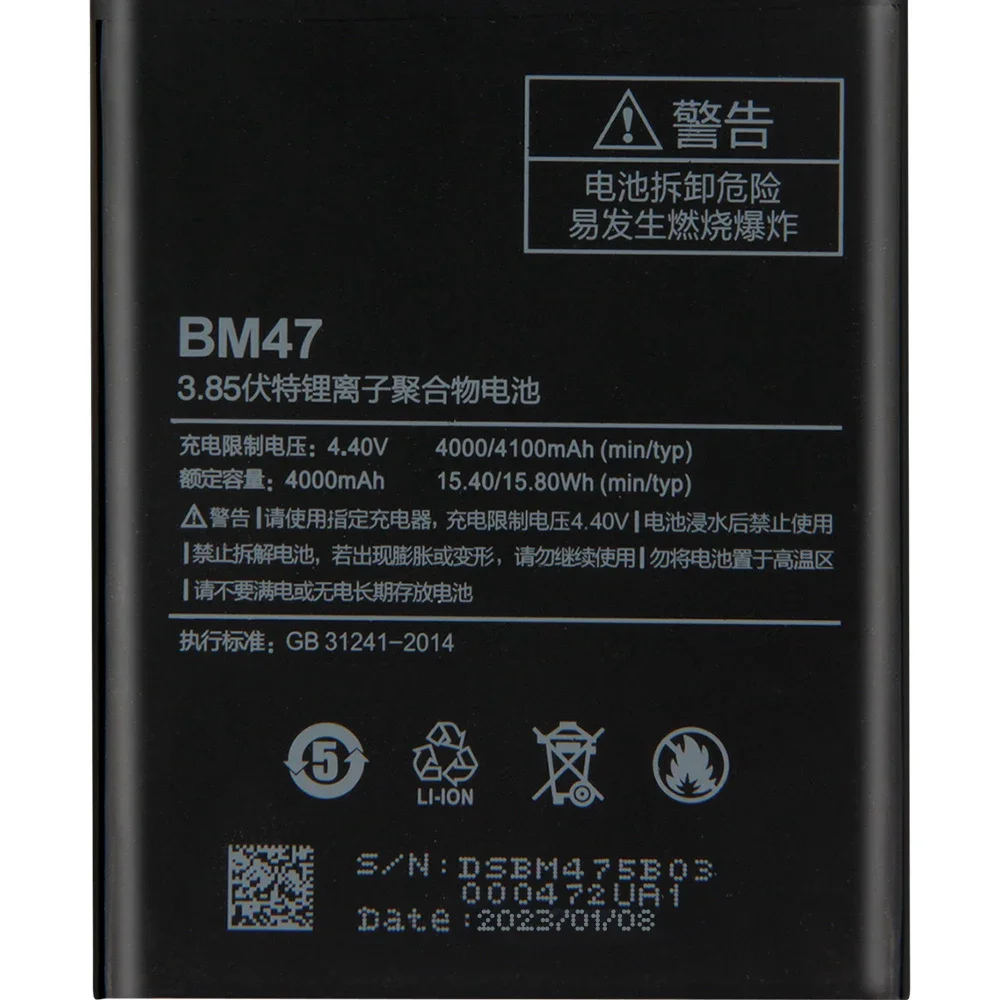 2024 Replacement Battery BM47 For Xiaomi Redmi 3 3S 3X 4X Redmi3 Pro Note 4 4X Pro BN41 For Xiaomi 9 M9 Mi9 BM3L Mi5s Mi 5S BM36