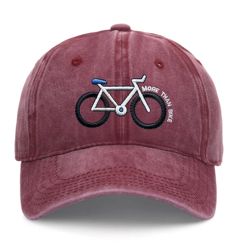 1 Stück Fahrradmuster bestickte leichte Baseballkappe, Unisex atmungsaktive leichte verstellbare Papa-Mütze für Radsport-Enthusiasten