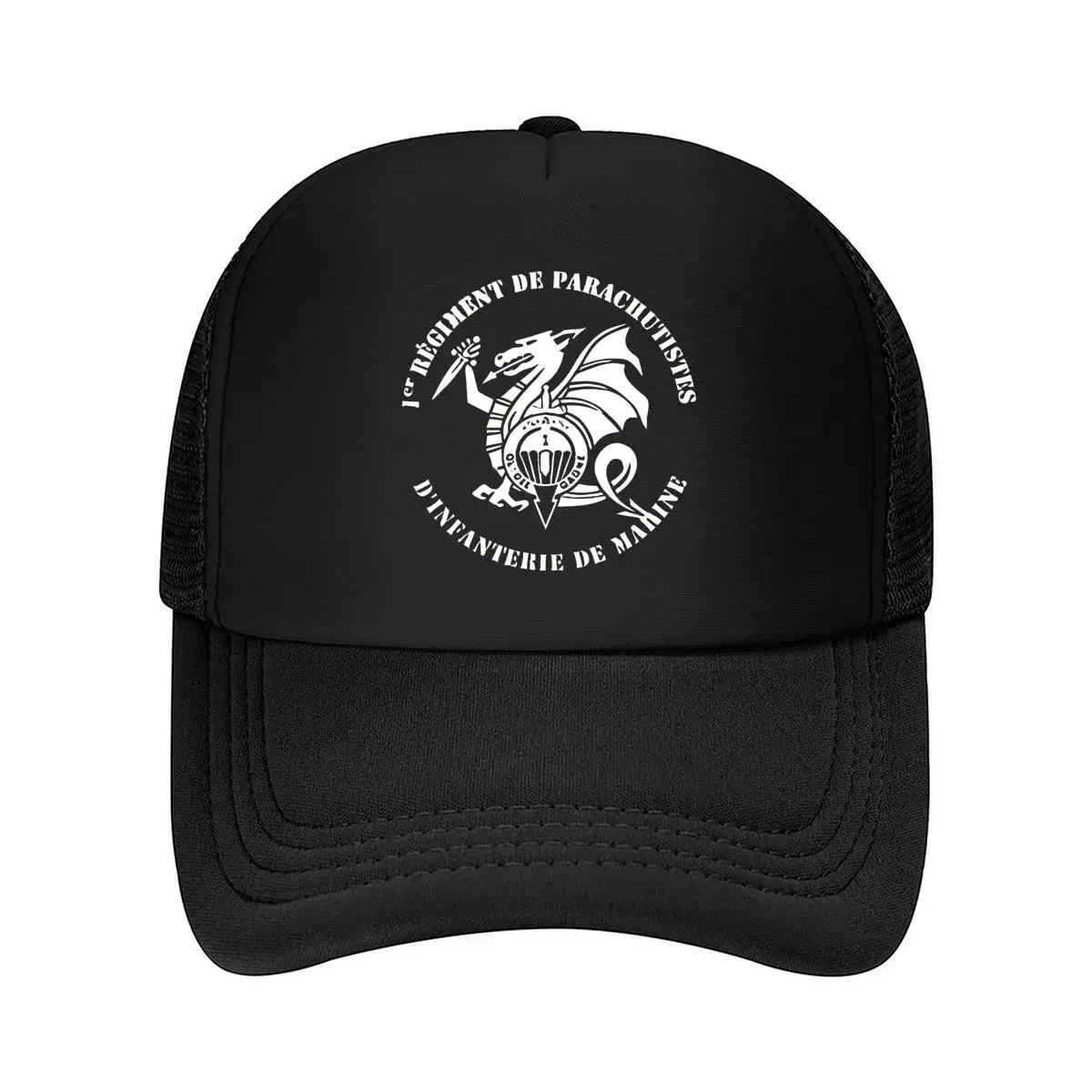 New “French Paratroopers Dragon” - Marine Infantry Insignia, Blending Dragon & Parachute Motifs Mesh Baseball Cap