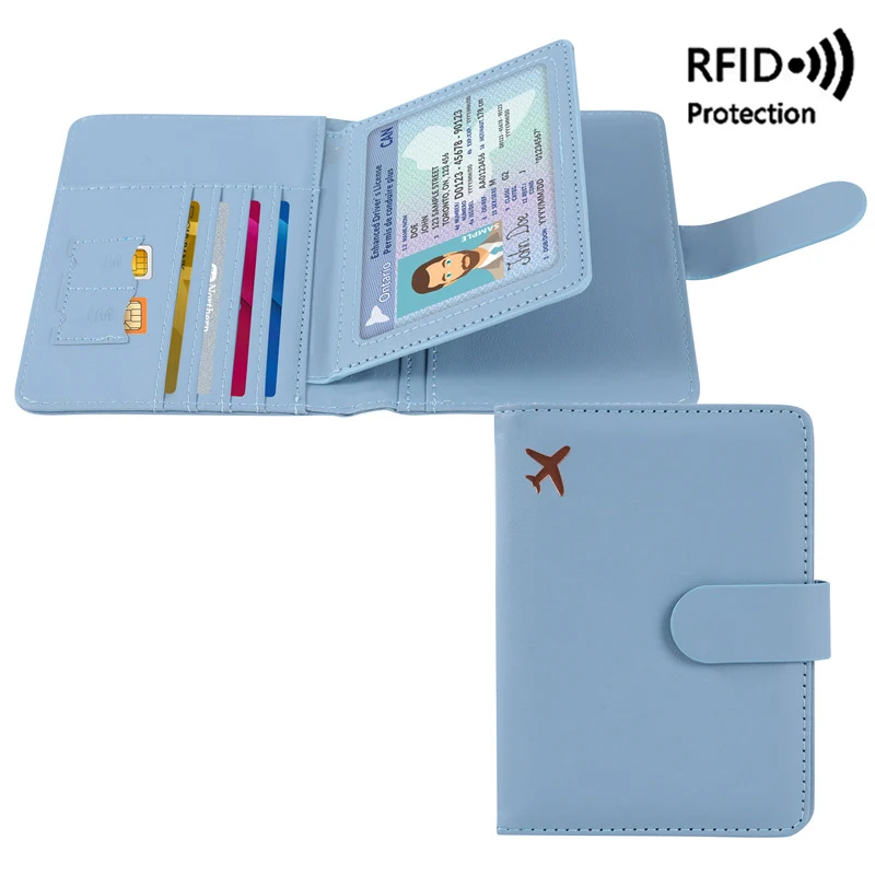 RFID Anti-theft Travel Passport Holder Case PU Leather Credit Card Wallet Passport Bag for Men and Women Travel Accessories