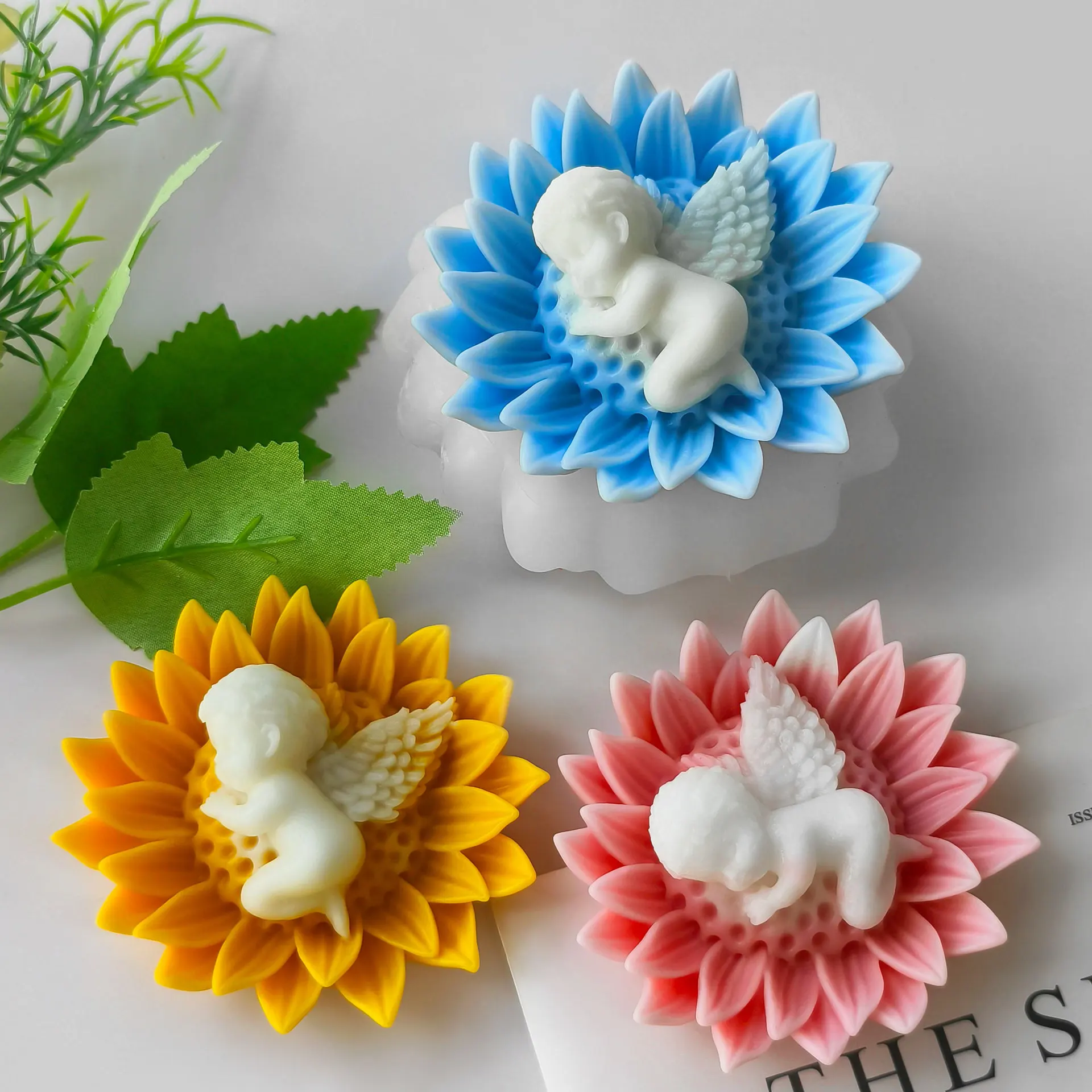 

Aroma Candle Plaster Ornament Molds Handmade Flowers Chocolate Candy Making Mould DIY Flower Baby Angel Silicone Mold