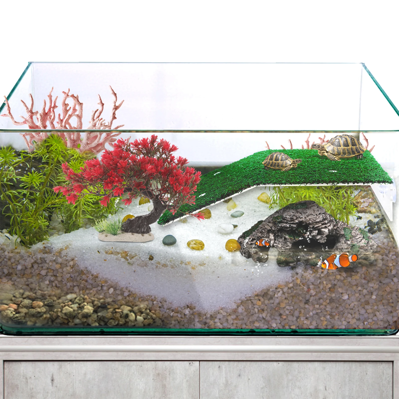 

Simulated Tree and Grass Aquarium Decor Plants Fish Tank Fake Aquatic Ornament Plastic Small