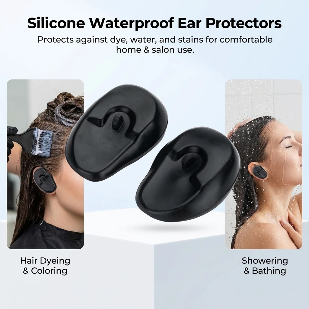 Salon Hair Coloring Silicone Ear Covers Waterproof Reusable Anti Stain Ear Protectors For Hair Dye And Conditioning Home Use