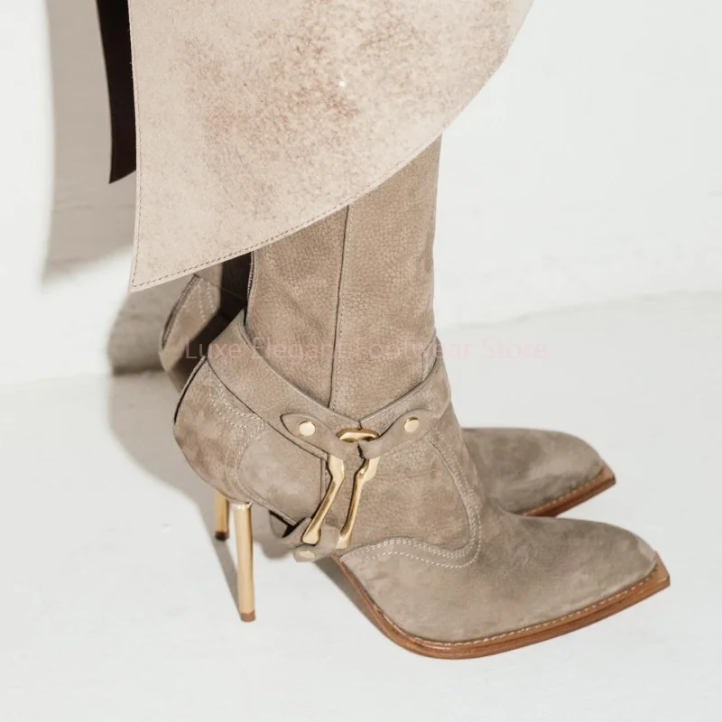 قفل معدني جلد عودة سستة خنجر حذاء من الجلد النساء الصلبة الجلد المدبوغ وأشار أحذية بوت قصيرة الموضة العصرية أحذية السيدات الحفلات جديد