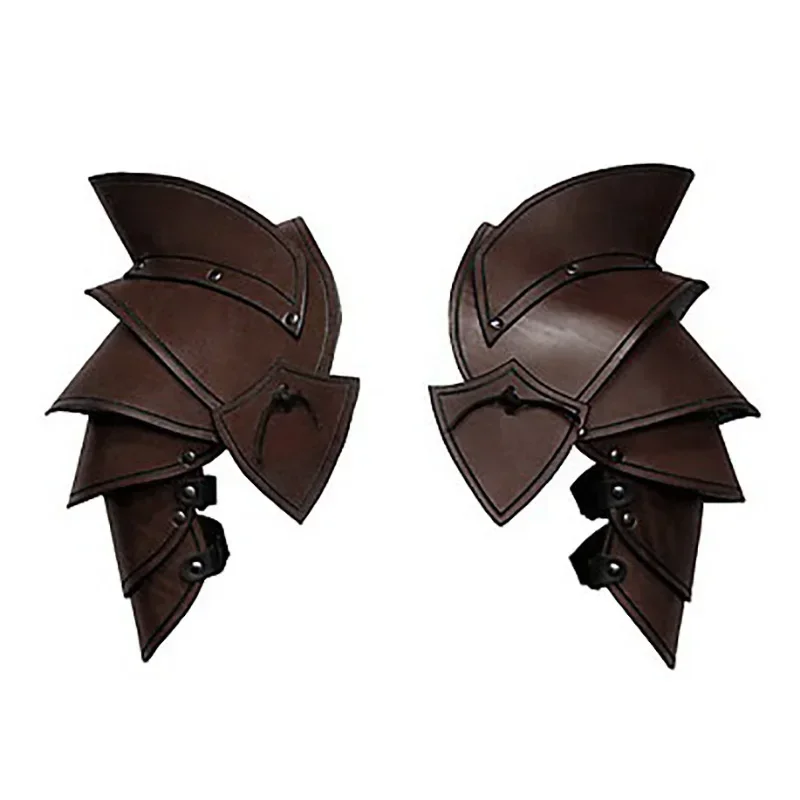 Pauldrons de cuero para Halloween, armadura Medieval de doble hombro, Spaulders, elfo, arquero, caballero, disfraz de Cosplay, accesorios Larp para mujer Me E