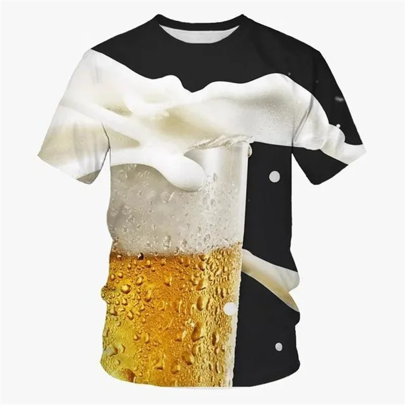 Funny 3D Beer Printing T-shirt Men\'s Personality Beer Festival Graphic T Shirt Casual Short-Sleeved Summer Tee Shirts Tops