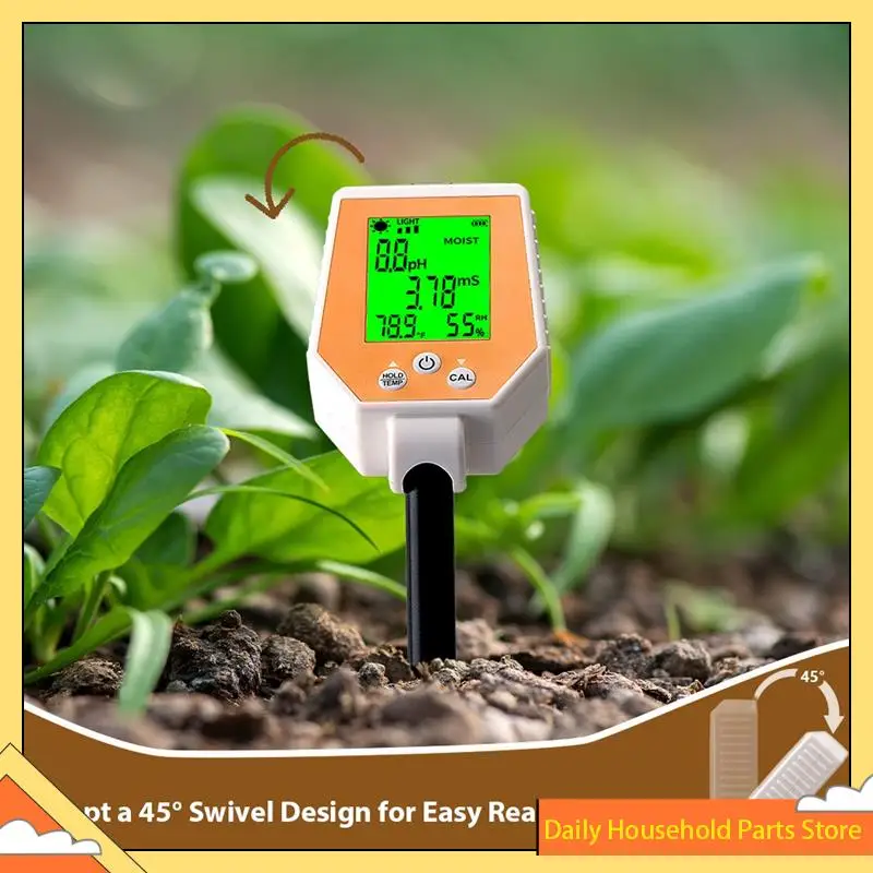 Probador de suelo 6 en 1 PH/EC/humedad/luz solar/humedad del aire/temperatura medidor de PH de conductividad de alta precisión para jardinería y agricultura ¡CALIENTE!