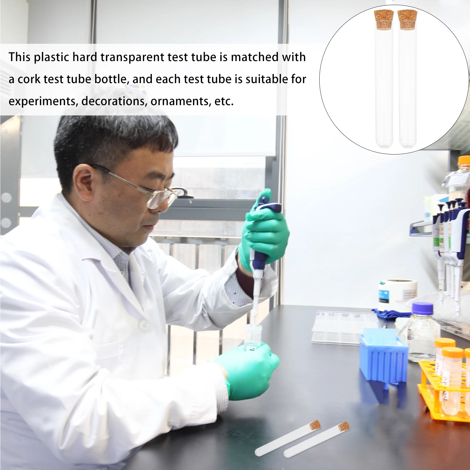 

30 Pcs Cork Test Tube Clear Tubes Lab Scientific Experiment Vial Transparent Storage Supplies Plastic Chemistry Vials