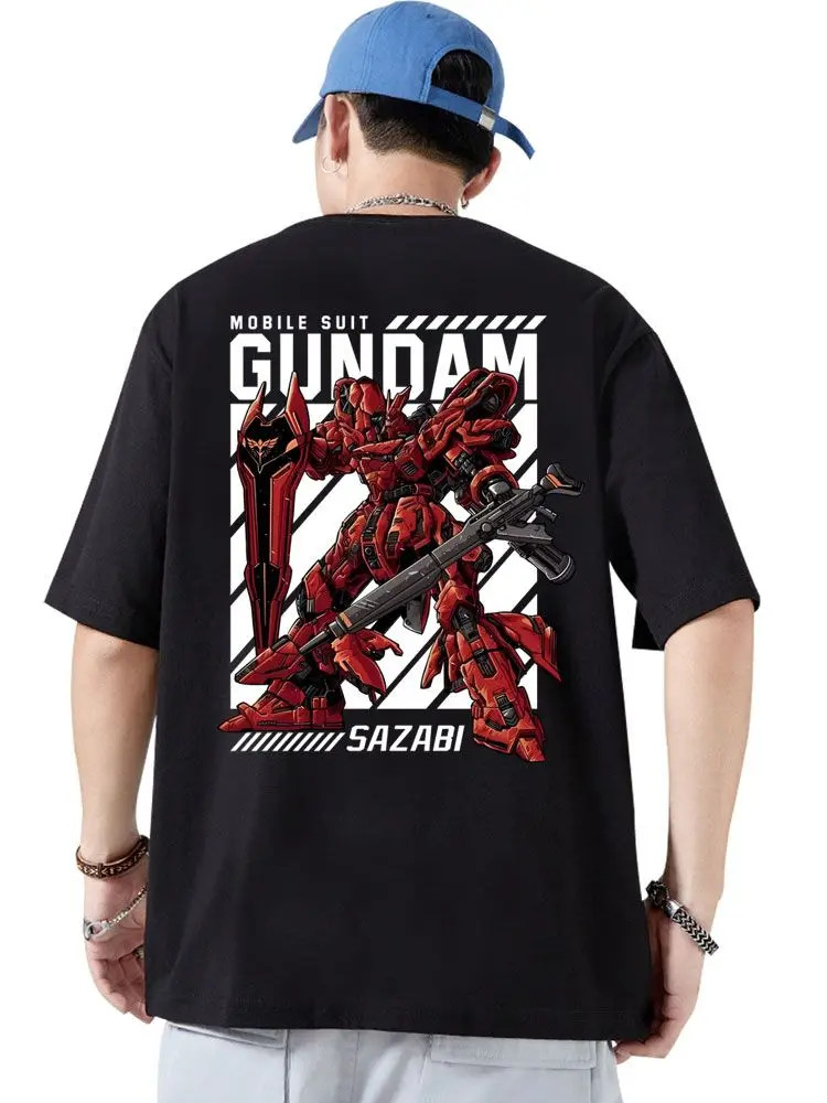 

Dream Talk Research Institute New Mobile Warrior Hongzagu Short Sleeve T-Shirt Cotton Men's and Women's Animation Large Size