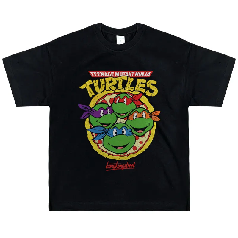 2026 Teenage Mutant Ninja Turtles Anime T-shirt Cotton Short Sleeve Children's Cartoon Pattern Parent Child Street Wear Top - view 4
